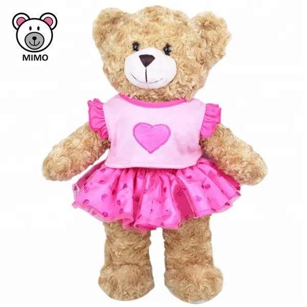 व्यक्तिगत कस्टम खड़े लड़की बैले टेडी भालू आलीशान खिलौना के साथ गुलाबी रंग की पोशाक स्कर्ट सुंदर भरवां पशु नरम आलीशान खिलौना भालू