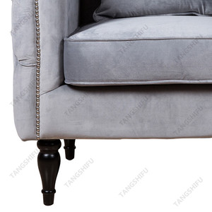 Moderne rembourrés <span class=keywords><strong>bouleau</strong></span> jambes gris velours retour tufté fauteuil canapé - Product Image 5