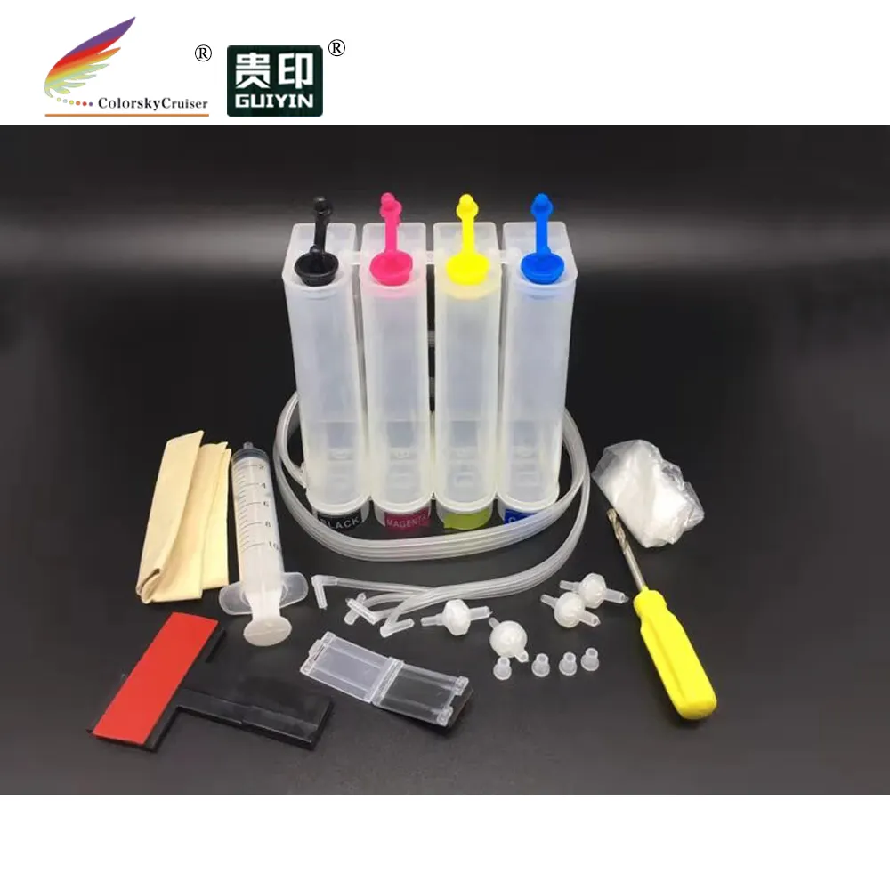 Kit CISS universal de 4 colores, sistema de suministro de tinta continuo de cartucho de tinta para Epson, Brother, Canon, Hp, con accesorios