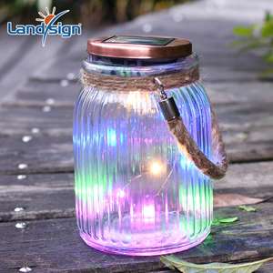 Наружная декоративная подвесная Солнечная лампа для сада, прозрачная стеклянная банка с крышками из нержавеющей стали, водонепроницаемый светодиодный источник света - Product Image 4