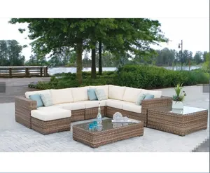 Hot sale outdoor patio garden wicker affordable L shaped sofa set furniture