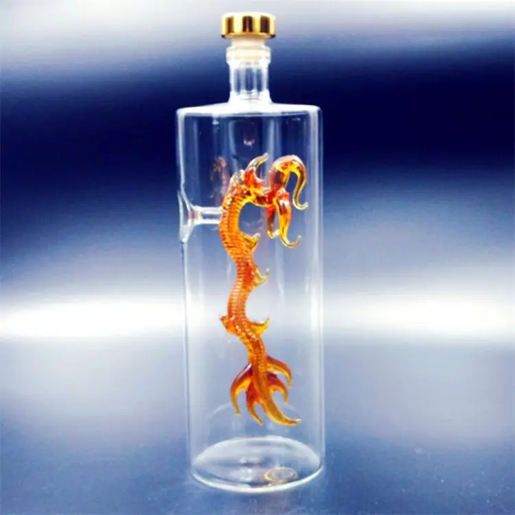 Графин dragon inside glass art винная бутылка 700 мл стеклянная бутылка