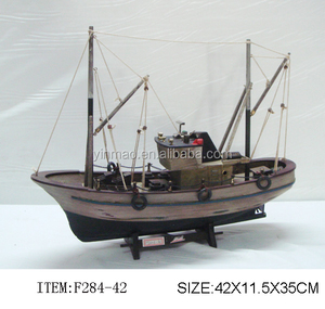 <span class=keywords><strong>Bateau</strong></span> de pêche <span class=keywords><strong>en</strong></span> <span class=keywords><strong>bois</strong></span> modèle 3 ensembles Antique vieux 42x13x38cm pêche crevettes crabe modèle de <span class=keywords><strong>bateau</strong></span> - Product Image 3