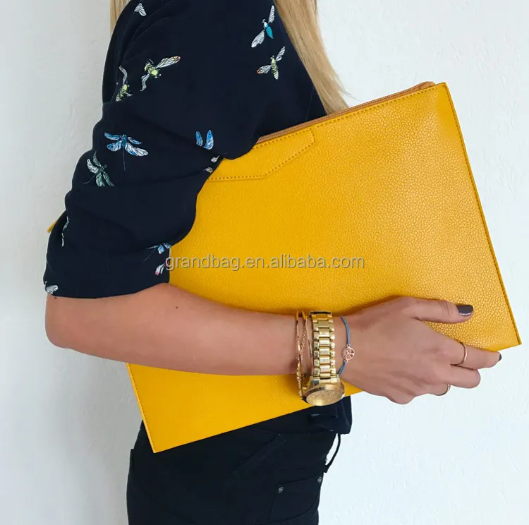 classic design genuine leather women flat clutch bag fashion lady pouch