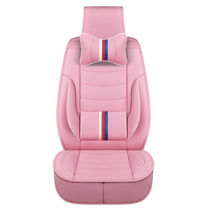 गुलाबी कार सीट कवर यूनिवर्सल पु चमड़े निविड़ अंधकार सामने और रियर 5 सीटें पूर्ण सेट कार सीट कुशन कवर के लिए सबसे कारों