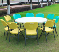 Table ronde pliante en plastique blanc de 8 pieds pour 10 personnes