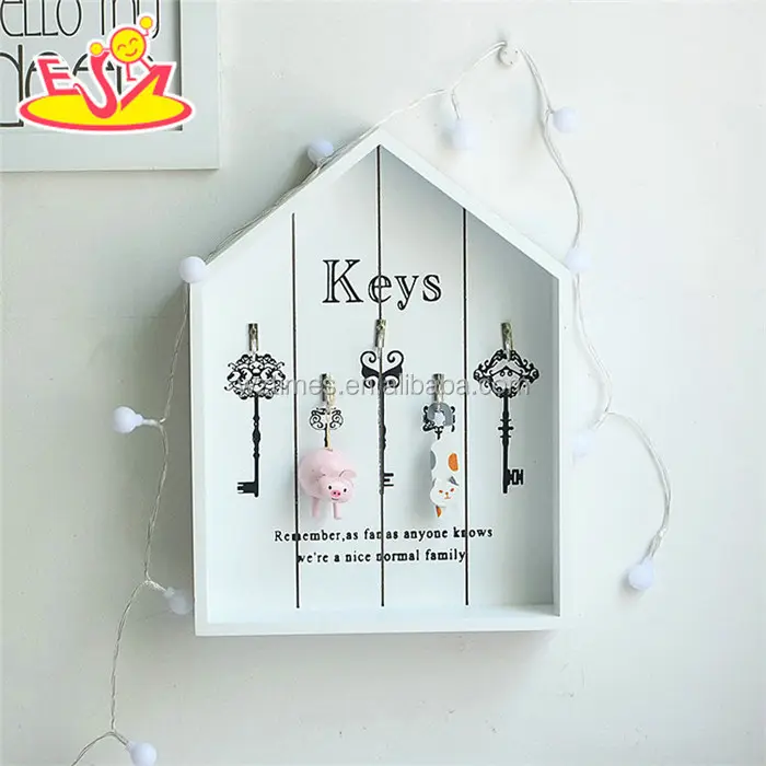 Wholesale houseware white house shape wooden key holder for wall with best price W08C261