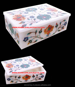 White Marble Inlay Jewelry <b>Box</b> - Product Image 1