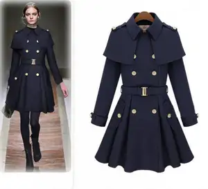 M1190 Runwaylover fashion high quality double-breasted cloak jacket long dust coat