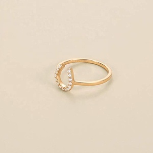 Valeur 925 Cz Sterling Silver Gold Horseshoe Ring anneaux bijoux femmes - Product Image 2