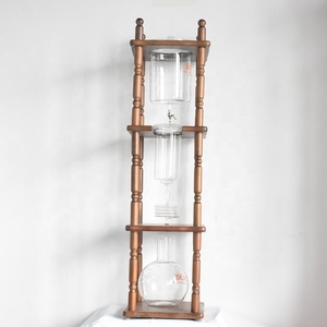 Máquina de goteo de café frío con gran capacidad YA16, 25 tazas de vidrio de borosilicato y torre de <span class=keywords><strong>madera</strong></span>, café helado marrón - Product Image 1