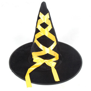 En gros vente seude satin impression bordée des matériel halloween <span class=keywords><strong>chapeau</strong></span> de sorcière - Product Image 3