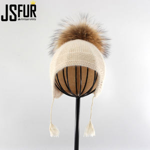 Simpatico cappello lavorato a maglia in Cashmere per bambini con due berretti in pelliccia berretti in maglia <span class=keywords><strong>ertugrul</strong></span> Hat designer hats - Product Image 3