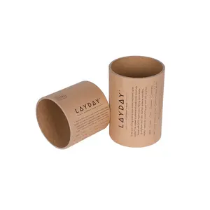 Brown Round Cardboard Gift Boxes Cylindrical Cardboard Kraft Paper Tube Candle Vessels For Christmas Candle