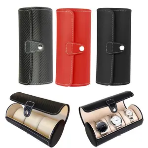 Case roll 3 slot wristwatch necklace bracelet jewelry pu leather box storage Luxury Watch Display Gift Box