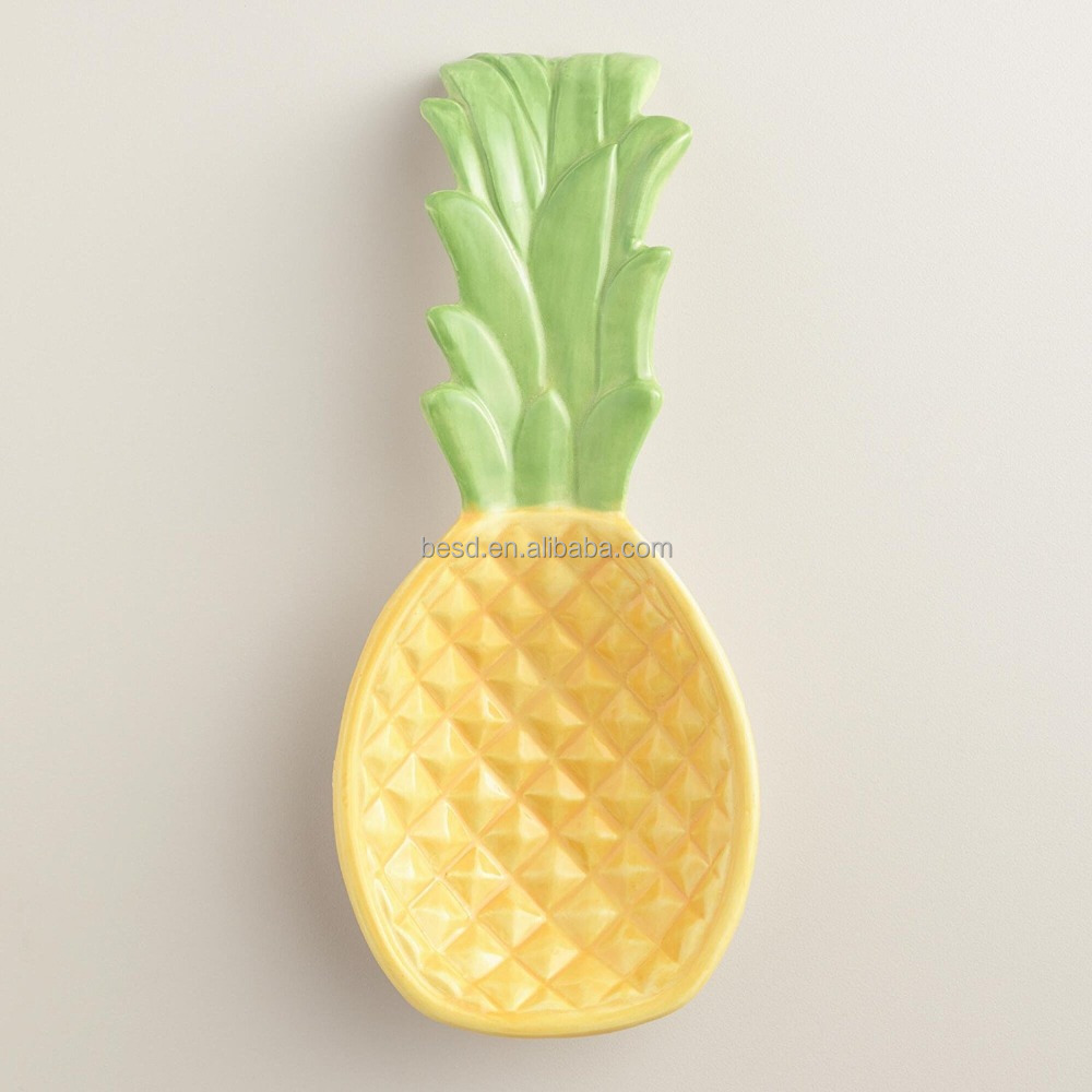 Kitchenware Painting Pineapple Shape Ceramic Spoon Rest for Home Stoneware Printing ODM Design