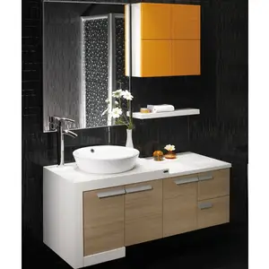 White und Bisque Lacquered Solid Wood Bathroom Vanity