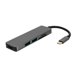 5 in1 tipo C multipuerto para portátil con lector de tarjetas SD y TF... HDMI 4K y los datos de 3,1 tipo C adaptador USB C