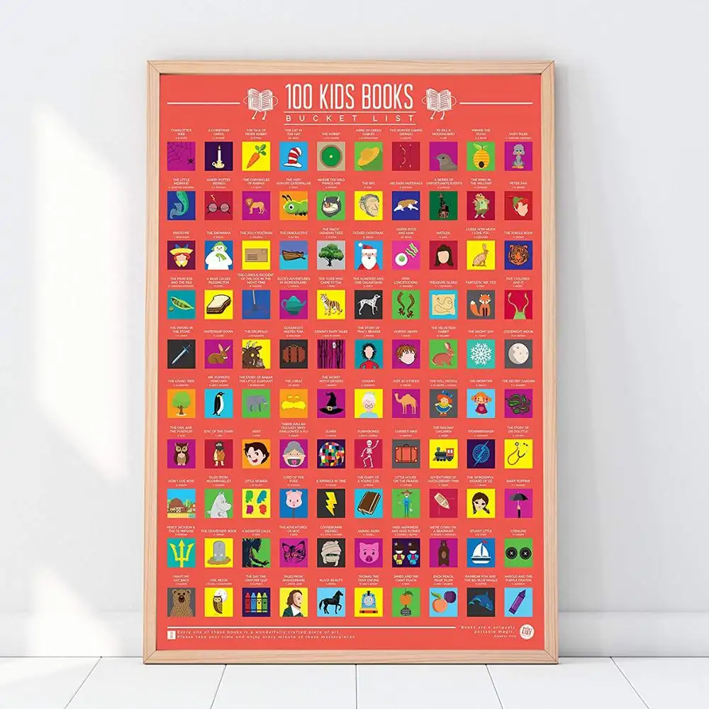 맞춤 버킷 목록 포스터 100 책 스크래치 포스터 교육 포스터 어린이