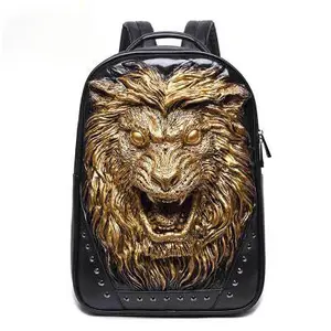 Wholesale Tas Ransel Kulit 3d Lion Head Backpack Cool Custom Leather Backpack Man