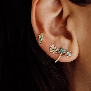 Brincos de verão, joias esmeralda palmeira prata 18k ouro design para meninas - Product Image 2