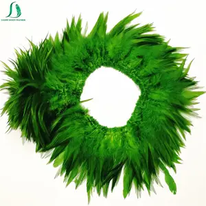 थोक मूल्य 6-8 inch हरे रंग मुर्गा काठी पंख अनुभूत वेशभूषा के लिए