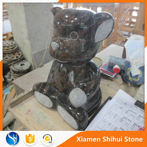 ขายส่งหลุมฝังศพโรงงานผู้ผลิตหินแกรนิตสีดำขนาดเล็กหมี Grabstein หลุมฝังศพของทารก
