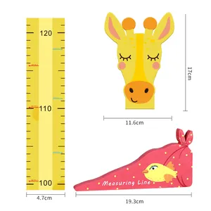 Gráfico de crescimento para crianças, decoração, tamanho infantil, altura, medição, adesivo de parede, régua, caixa de presente aceitado giraffi, 2 dias
