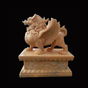 Decoración Para el hogar blanco mármol fantasía guardia león con alas escultura - Product Image 4