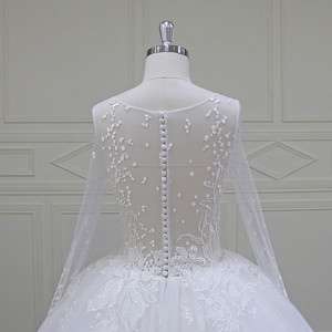 cuadros verdaderos de manga larga bola vestido vestido lleno de encaje balón vestido de boda vestido de novia 2017 - Product Image 6