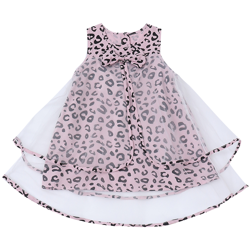 Оптовая продажа, детская эксклюзивная одежда, розовое короткое спереди длинное платье с леопардовым принтом для маленьких девочек из интернет-магазина