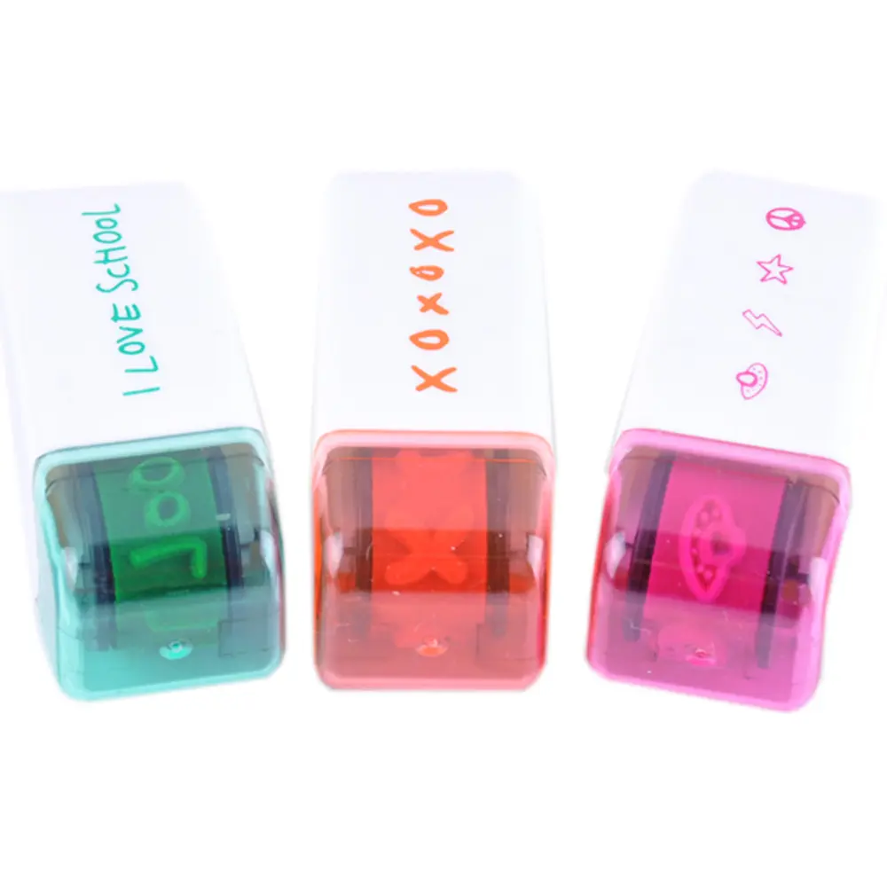 Nieuwe Stijl Goede Kwaliteit Schattige Mini 3pk Plastic Kleurrijke Zelfinktende Roller Stempel