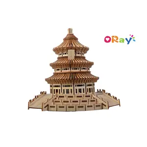 Rompecabezas de madera en 3D para montar en el Templo del Cielo, maqueta de decoración de escritorio