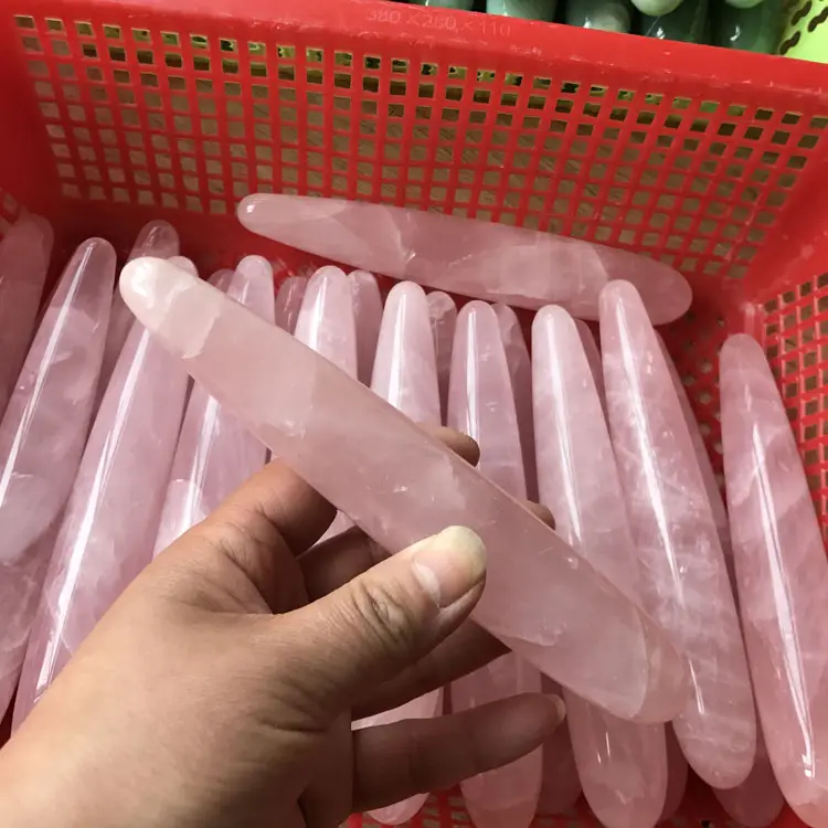 wholesale natural rock rose quartz gemstone crystal massager wands