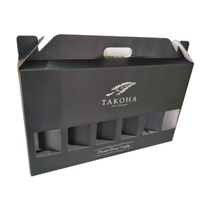 Lot de 3 boîtes en papier ondulées, impression personnalisée, pour bouteille de bière, <span class=keywords><strong>vin</strong></span>, avec poignée et cordon, 50 pièces, 3, 6, 12 - Product Image 1