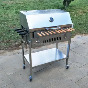 Portátil carvão PARA CHURRASCO brasileiro parte grega de chipre estilo rotativo rotisserie grill com tampa