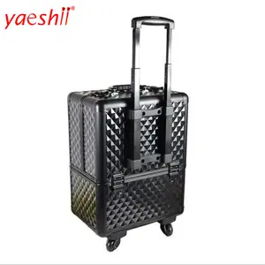yaeshii专业豪华铝旅行手推车化妆盒化妆盒