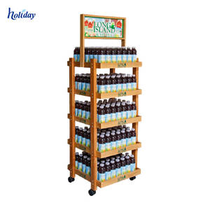 Due Laterali Promozionali Supermercato Display In Legno Personalizzato Cubi Per La Bevanda/Bottiglia - Product Image 2