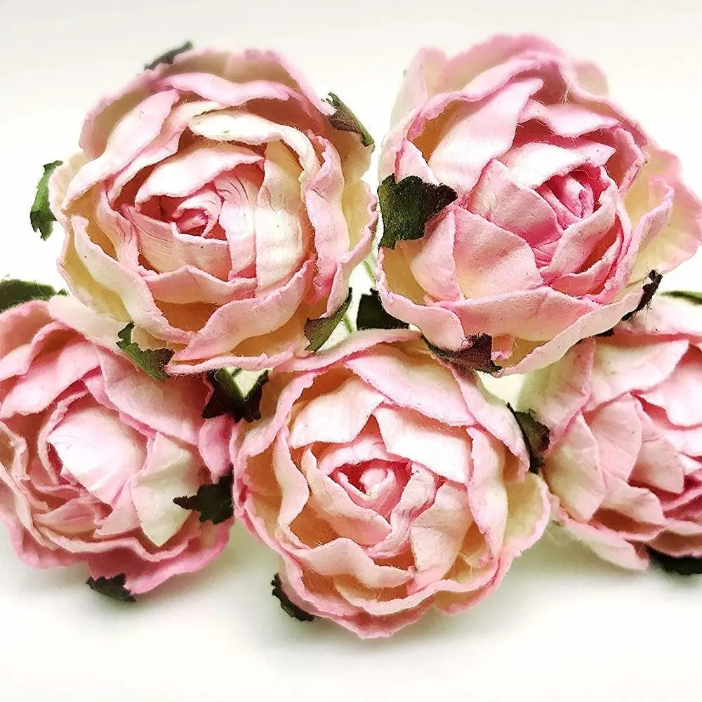 ดอกโบตั๋นสีชมพูสีขาว Ranunculus หม่อนดอกไม้งานฝีมือแฮนด์เมดงานแต่งงาน30 Mm