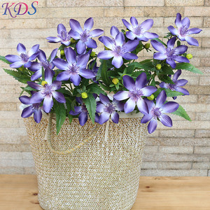 Nuovo singolo fiore artificiale cosmo per matrimonio e vaso singolo tre teste d'oro loto - Product Image 4