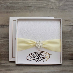 Arabic Style Wedding Card With Buckle and Boxes and flocking invitation cards with entry cards