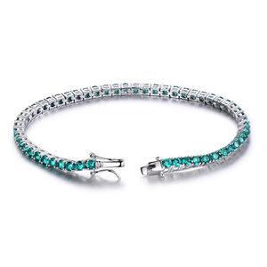Bracciale Semplice in Argento Sterling 925 con Smeraldo, Regalo per Matrimonio e <span class=keywords><strong>San</strong></span> <span class=keywords><strong>Valentino</strong></span>, Bracciale <span class=keywords><strong>da</strong></span> Donna Classico 3mm 3 Pezzi in Offerta - Product Image 1