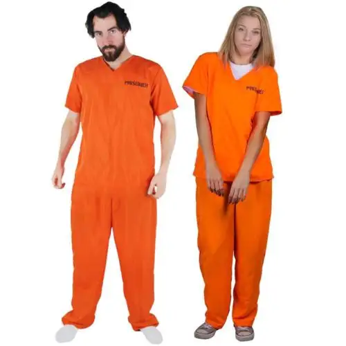 Hochwertige erwachsene Männer orange Gefangene Halloween Karneval Kostüm CL121