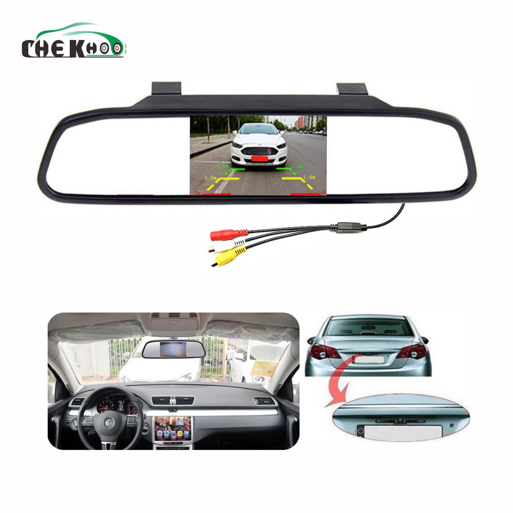 Автомобильный монитор, экран 4,3 дюйма для автомобильной камеры заднего вида, TFT ЖК-дисплей, зеркало заднего вида, дисплей 4,3 дюйма, цветное HD зеркало заднего вида