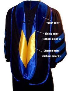 Toga da Dottorato Stile Inglese Deluxe con Cappuccio per Uso Scolastico, 100% Poliestere, Opzione Logo Personalizzato, Per Tutte le Stagioni - Product Image 2