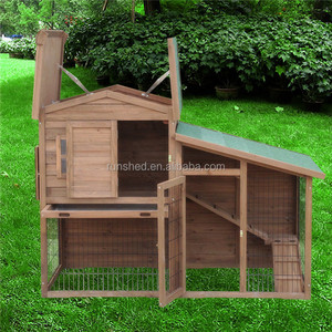 Huche de lapin en bois de sapin d'extérieur grande taille avec maison de lapin de course personnalisée 2 étages Cage de lapin pour animaux de compagnie - Product Image 2