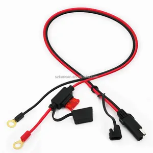 car battery connector charger adapter electric cable with fuse 10A SAE to ring terminal car power cable