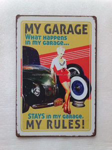 Mi Garaje Mis Reglas Decoración Llanura Retro Pared Cartel de chapa - Product Image 1