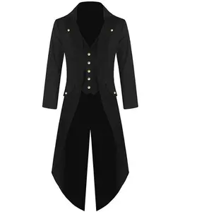 Çevre walson erkek Steampunk Vintage Tailcoat Ceket Gotik Victorian Rop Siyah Steampunk Ceket Üniforma Kostüm