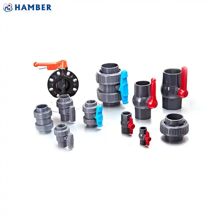 HAMBER-123032 Double union pipe plumbing hose ball gate non return pvc check valve water plastic valve